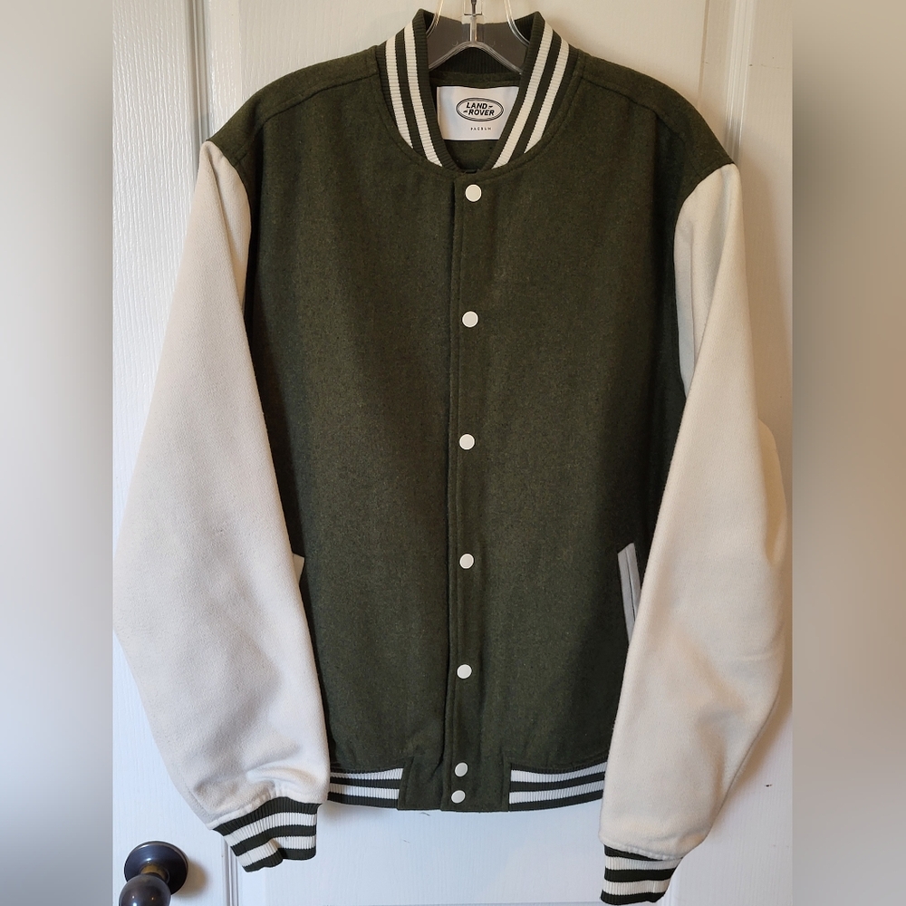 PacSun Land Rover EUC Men's Green White Varsity Jacket Sz S Prep Above & Beyond